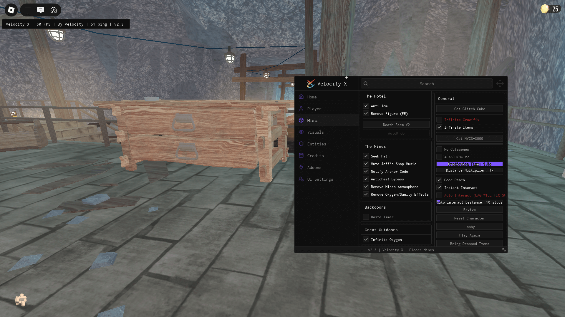 Velocity X Script for Doors | Entity Notify, Bypass Speed, Visual ESP