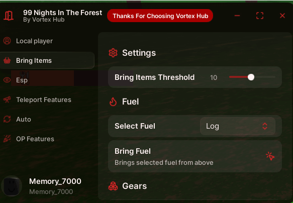 Vortex Hub Script - Bring Fuel, Bring Items