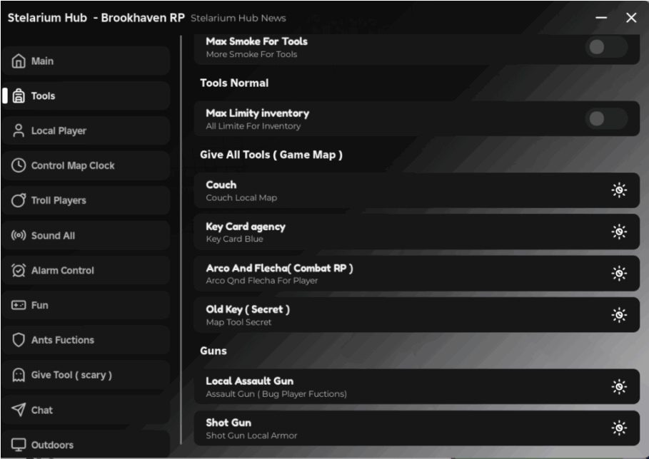 brookhaven Tools Normal and Max Limity Inventory