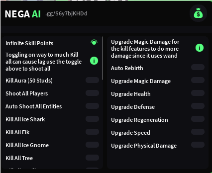 Nega Ai Script | infinite Skill Points, Kill Aura, kill all tree