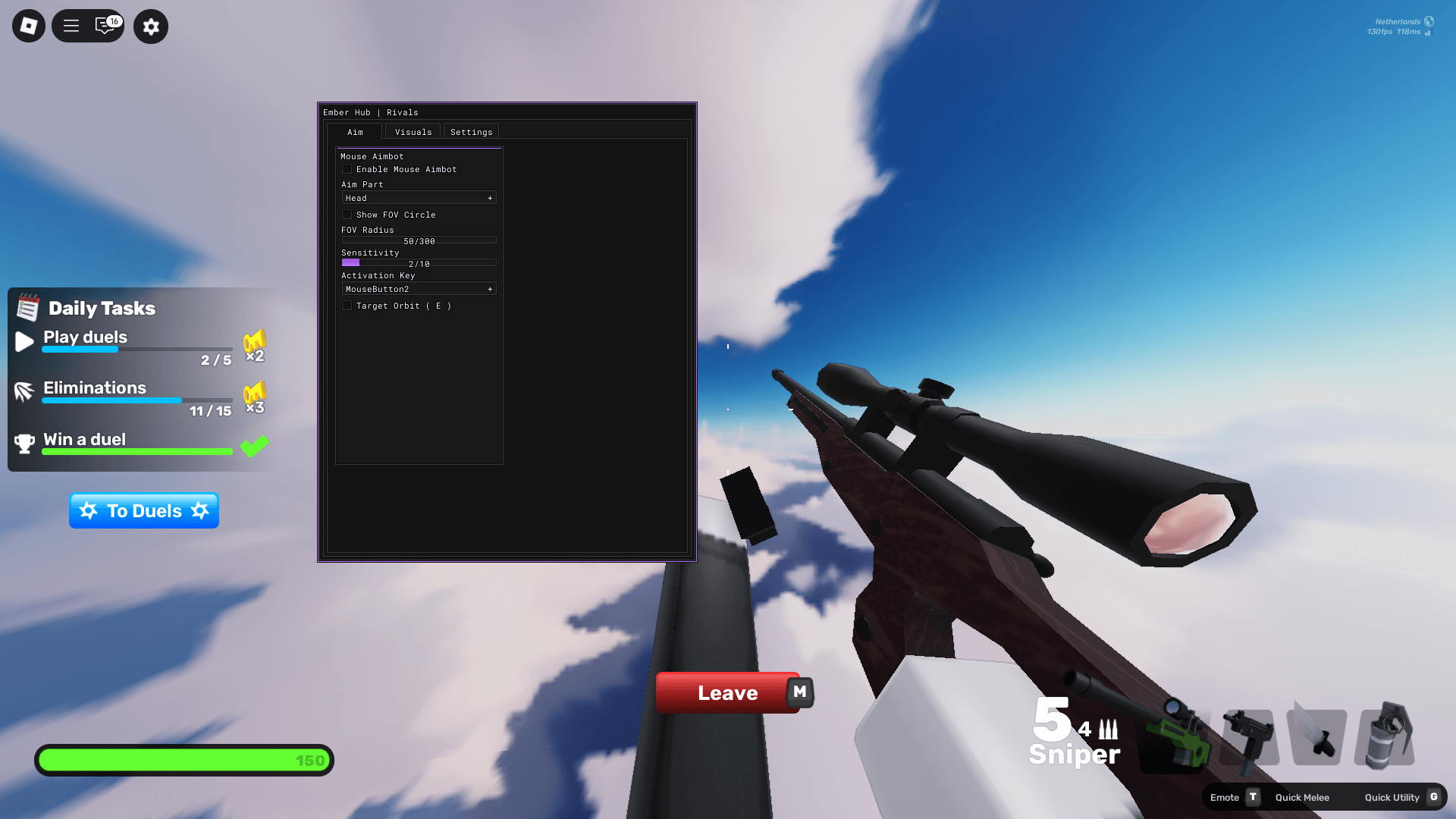 Ember Hub Script for Rivals | Aimbot