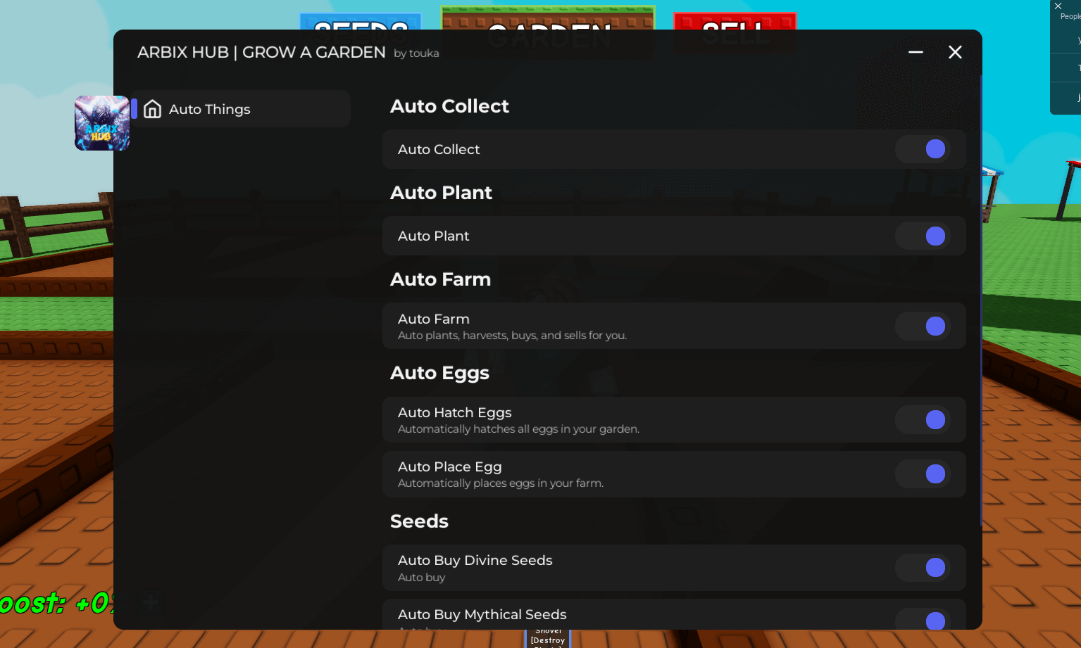 ARBIX HUB Script | Auto Collect, Auto Plant, Shops