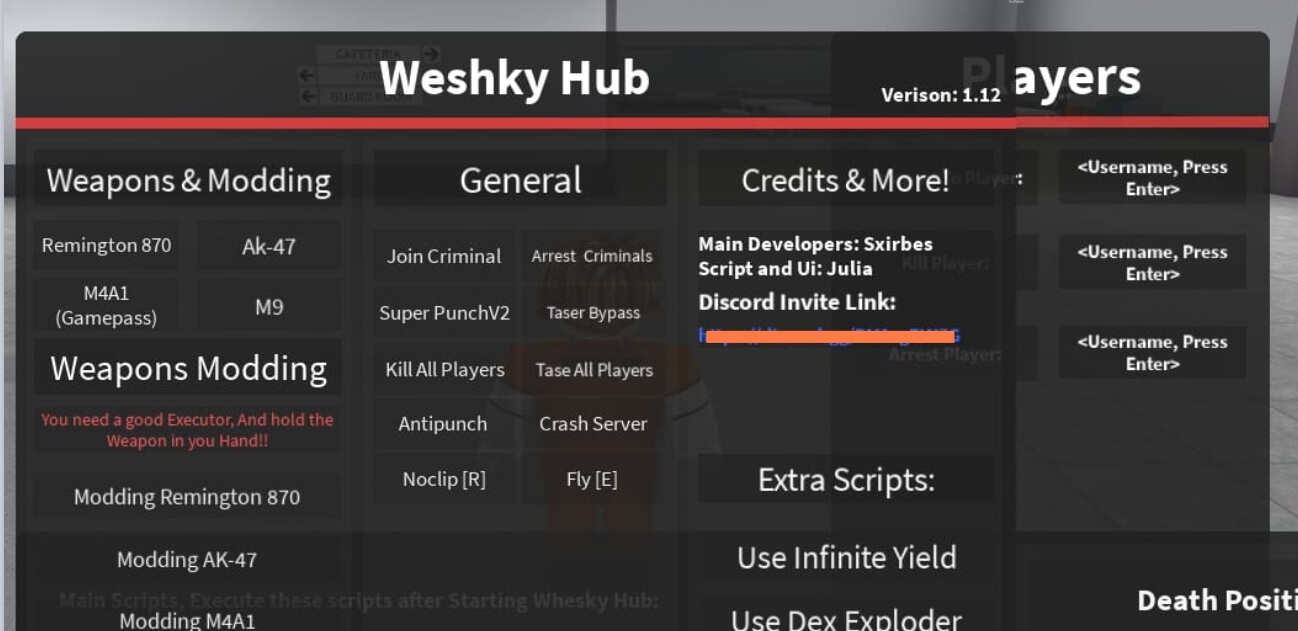 Weshky Hub Prison life Universal script