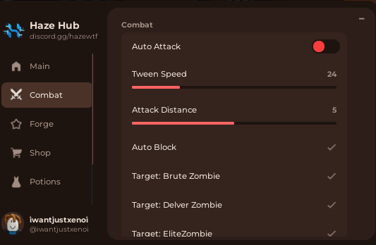the Forge Script keyless Auto attack tween Speed