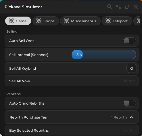 Keyless Pickaxe Simulator Script | 25+ Modules