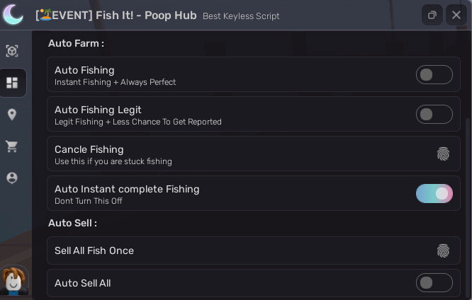 Fish it Script keyless made by Poop hub