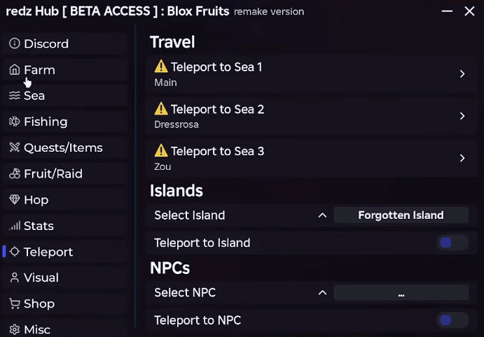 Redz Hub Blox Fruits Script - Auto Farm