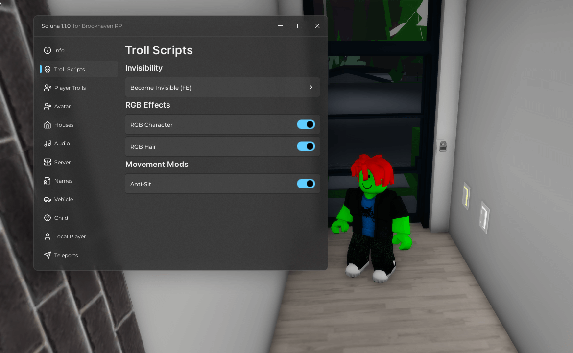 Brookhaven Rp Script | Xeno Supported, Invisibility, RGB Effects, Troll