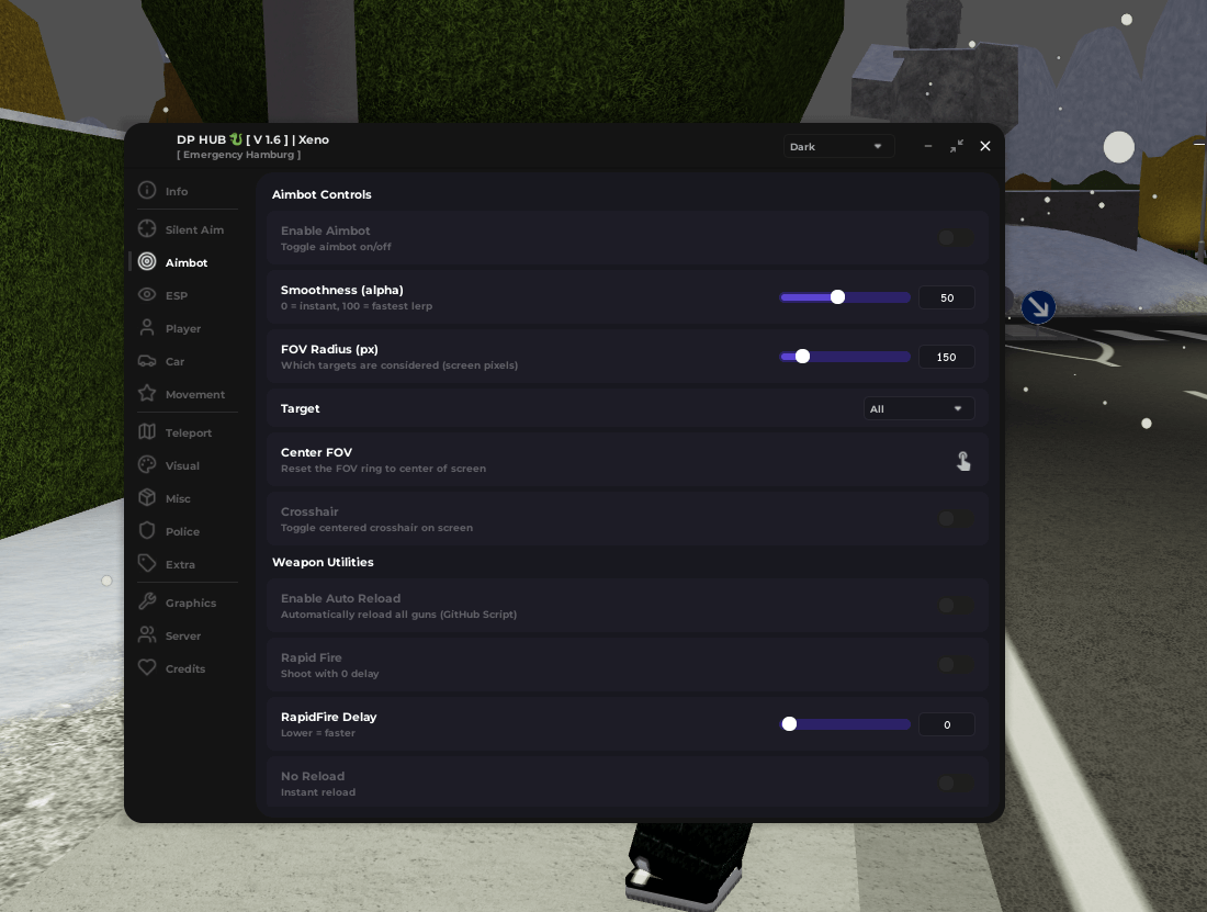 DP Hub Script for Emergency Hamburg Keyless - Aimbot controls