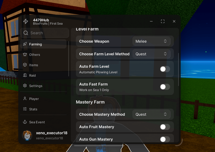 4479 Hub Script for Blox Fruits - Auto Farm level working