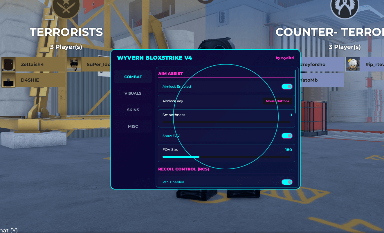 WYVERN Bloxstrike v4 Script | Anti Flash, Smooth Aimlock, Jump hack