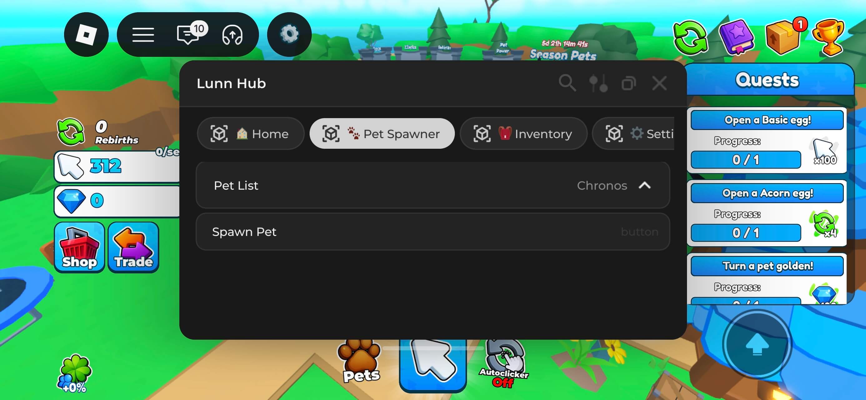 Lunn Hub | PET SPAWNER | Tap Simulator