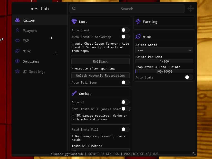 Kaizen Script by Xes Hub - Auto Chest, Farming, Combat