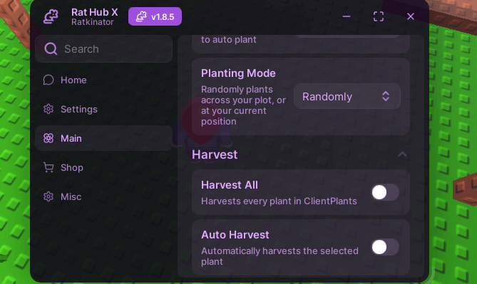 Rat Hub X Script keyless - Auto Plant, Auto Harvest