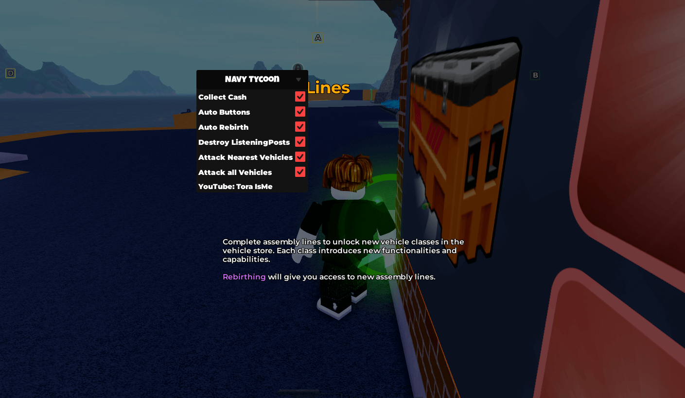 Navy Tycoon Script | Collect Cash, Auto Buttons, Auto Rebirth