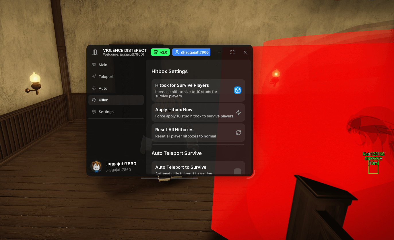 Violence Disterect Hub Script | Crosshair, Fly, Killer proximity Alert