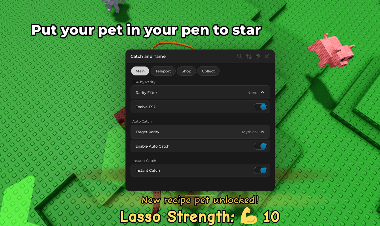 Catch And Tame Script | Auto Buy, Auto Collect, Teleport to Pet