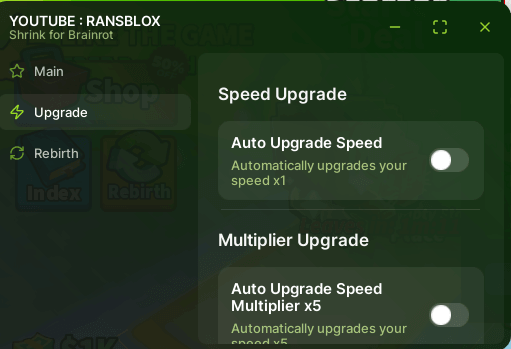 Shrink For Brainrots Script keyless - Auto Upgrade Speed
