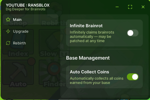 Dig DEEPER for Brainrots Script keyless - Infinite Brainrot