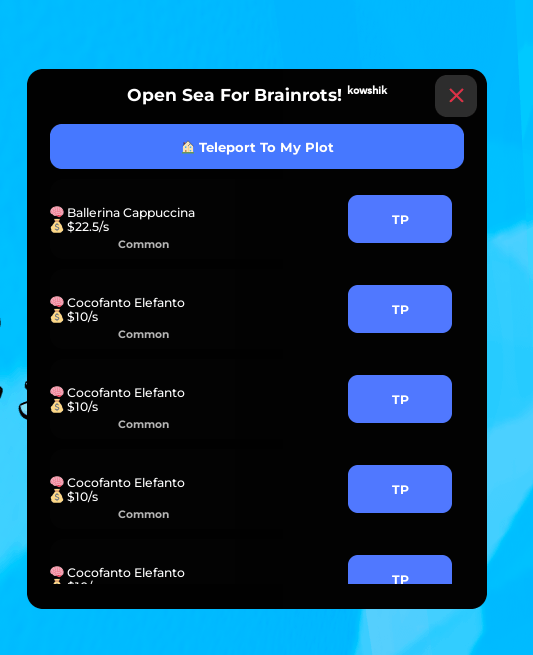 Open Sea For Brainrots Teleport Script 2026