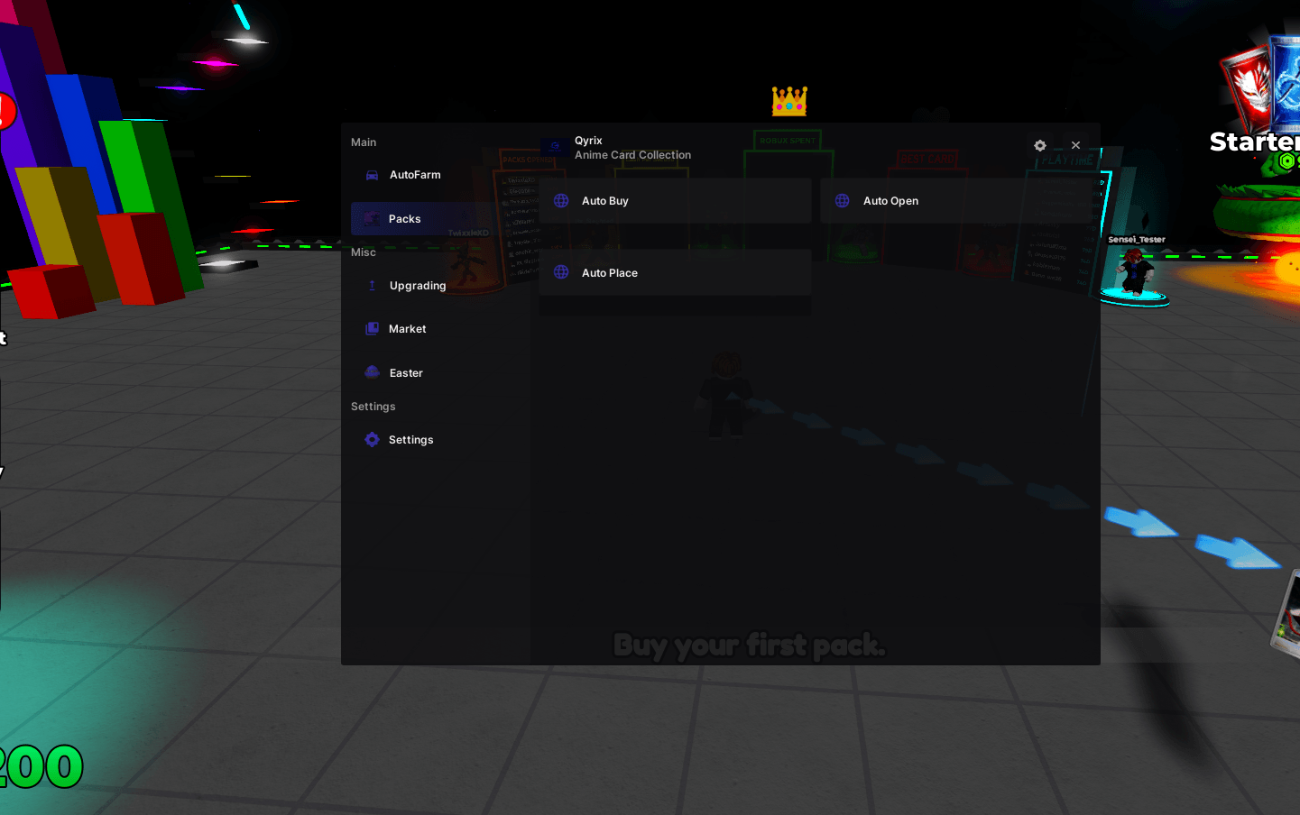 Anime Card Collection Script - Auto Open Packs, Remove Opening animation