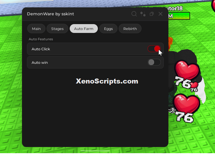 +1 Health Per Click script by sskint