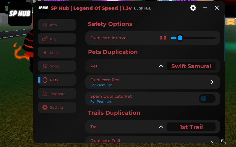 Legends Of Speed SP Hub v1.3 Duplicate Pets, Auto Evolve