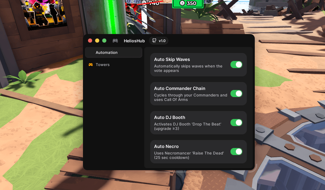 HeliosHub TDS OP (No Keys) - Automation & Auto Skip Waves