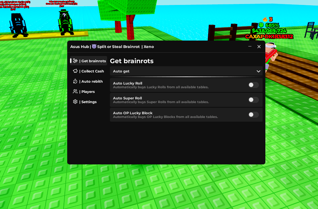 Split or Steal Brainrot Script (No Keys) - Get brainrots & Collect Cash