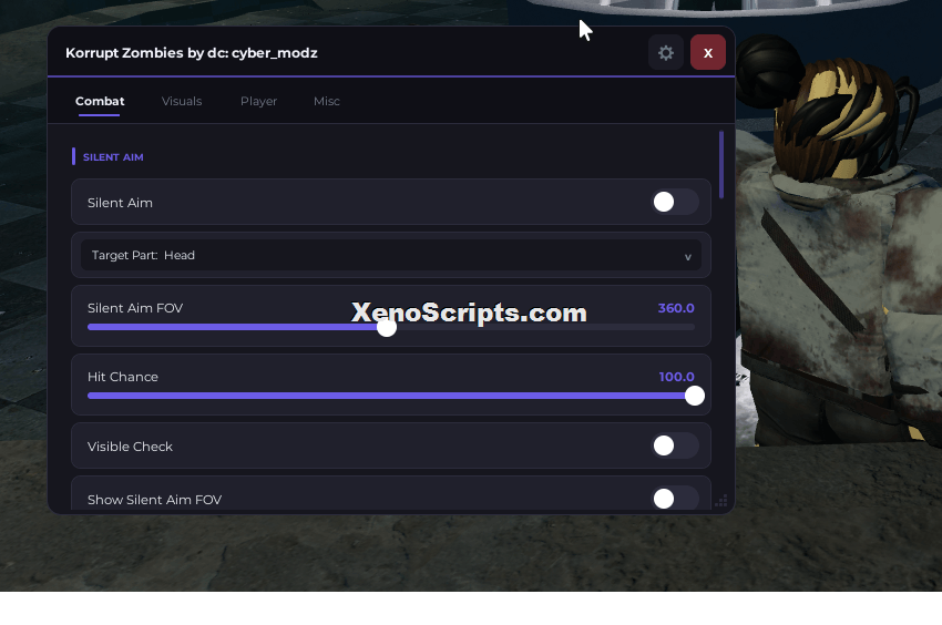 Korrupt Zombies script by cyber_modz - Silent aim ESP