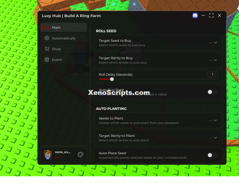 Build a Ring Farm Luxy Hub Script Keyless