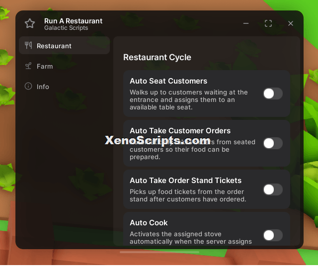 Run a Restaurant Auto Harvest Crops Script keyless