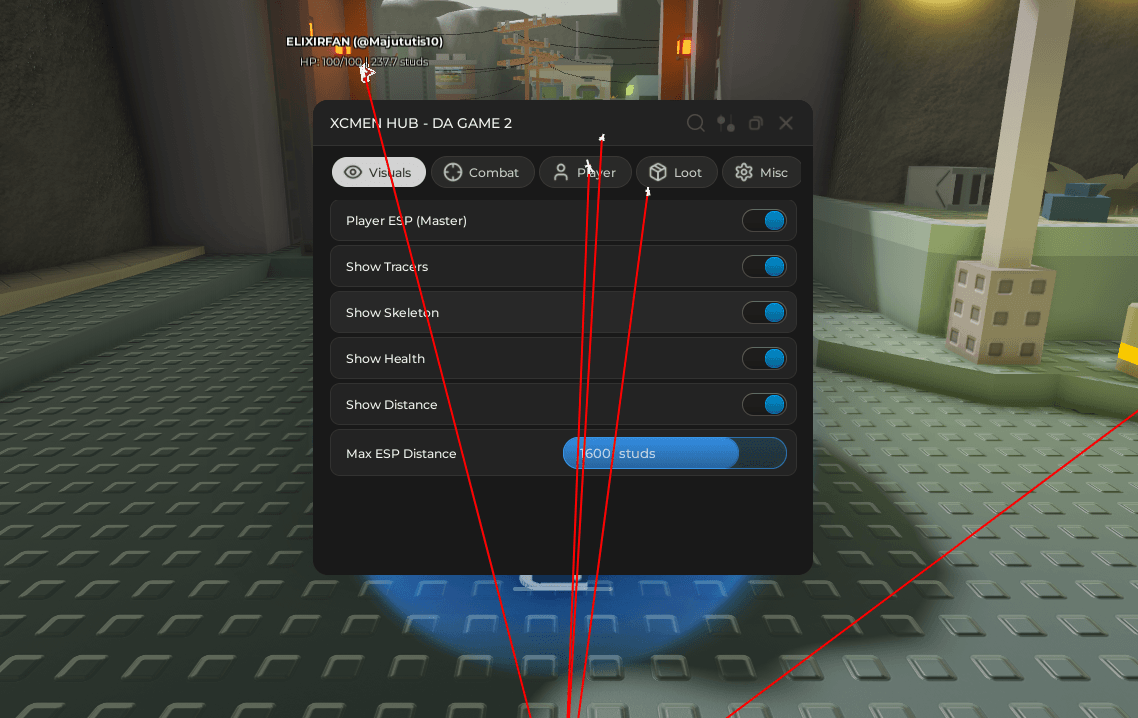 XCMEN HUB Script (Keyless) - Player ESP (Master) & Auto Combat