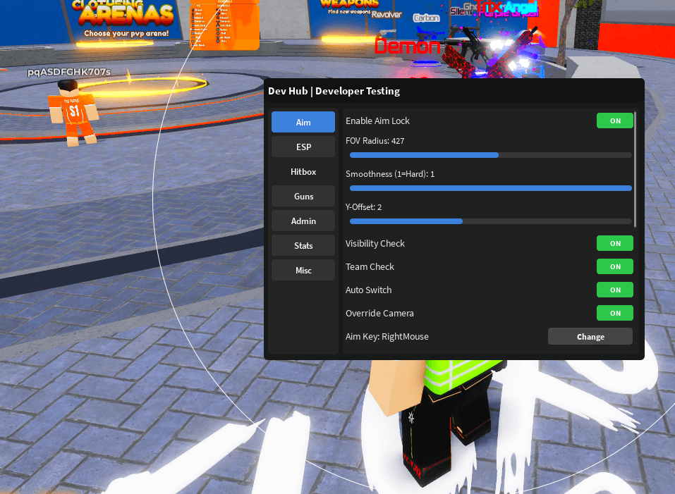 Dev Hub Fluxo PvP Script (Keyless) - Aim ESP (Master) & Hitbox
