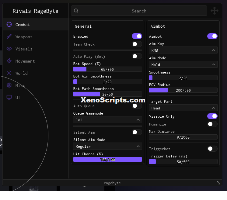 Rivals Ragebyte Aimbot script keyless