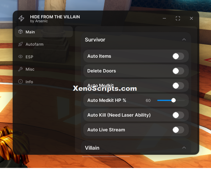 Hide from the villain script keyless