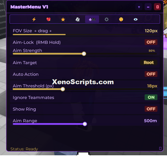 MasterMenu V1 Aim lock, Auto action Universal