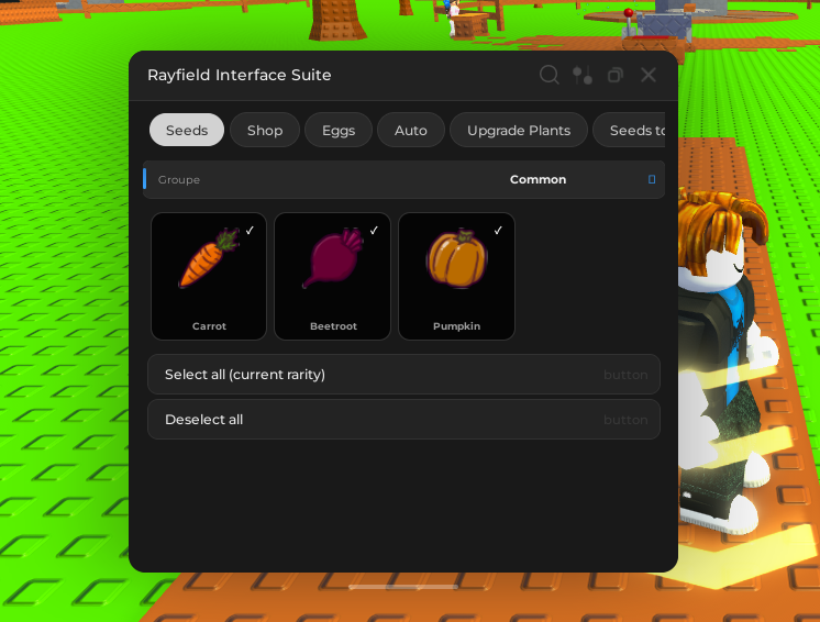 Rayfield BARF Auto collect Script (Keyless) - Auto-buy seeds & Auto-upgrade plants (all or selected)