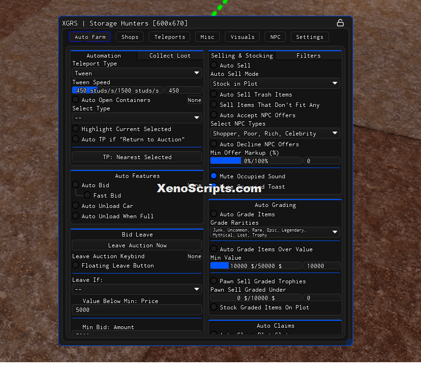 XGRS Hub Storage Hunters Automation Script Keyless