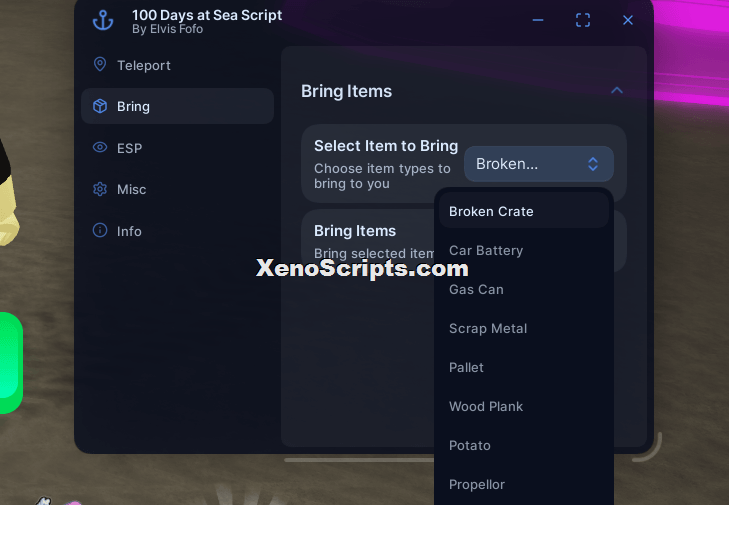 100 Days at Sea Script by Elvis Fofo - Bring Items