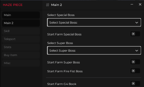haze piece farm select super boss