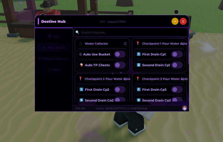 Destine Hub Drain The Lake Script (No Key) - Pour Water & Water Collector