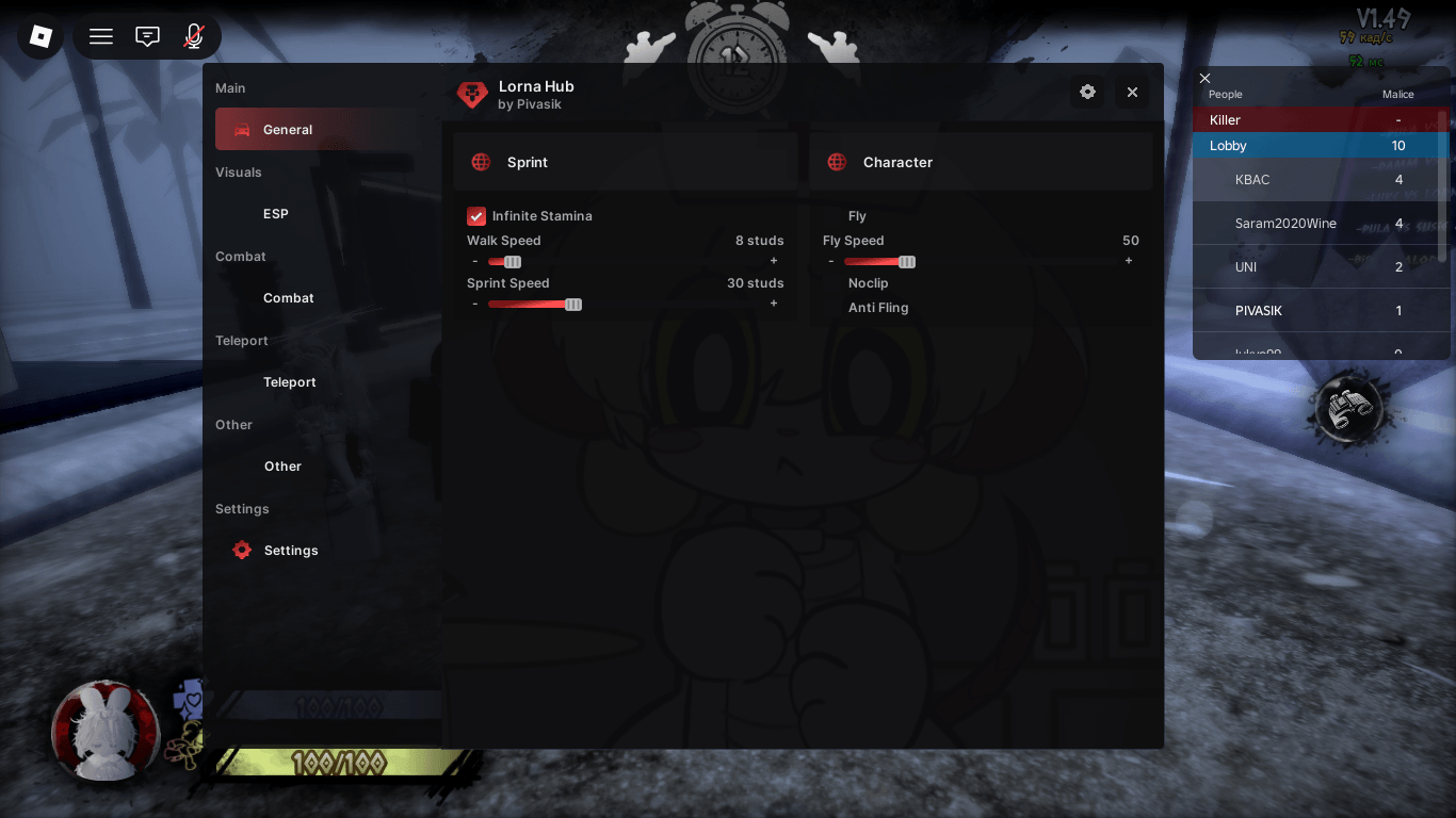 Lorna Hub OP - Inf Stamina, AutoFarm, ESPm