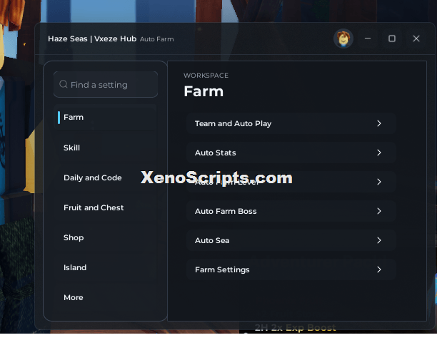Haze Seas Auto Farm Level OP Script by Vxeze Hub