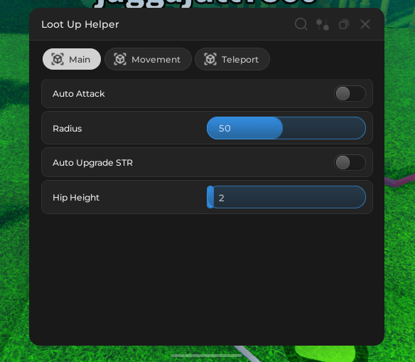 Loot Up Script (No Key) - Hip Height & Auto Upgrade STR