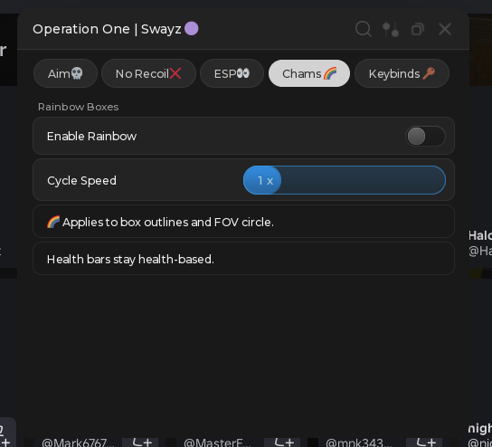 Operation One Aimbot script by Swayz🟣