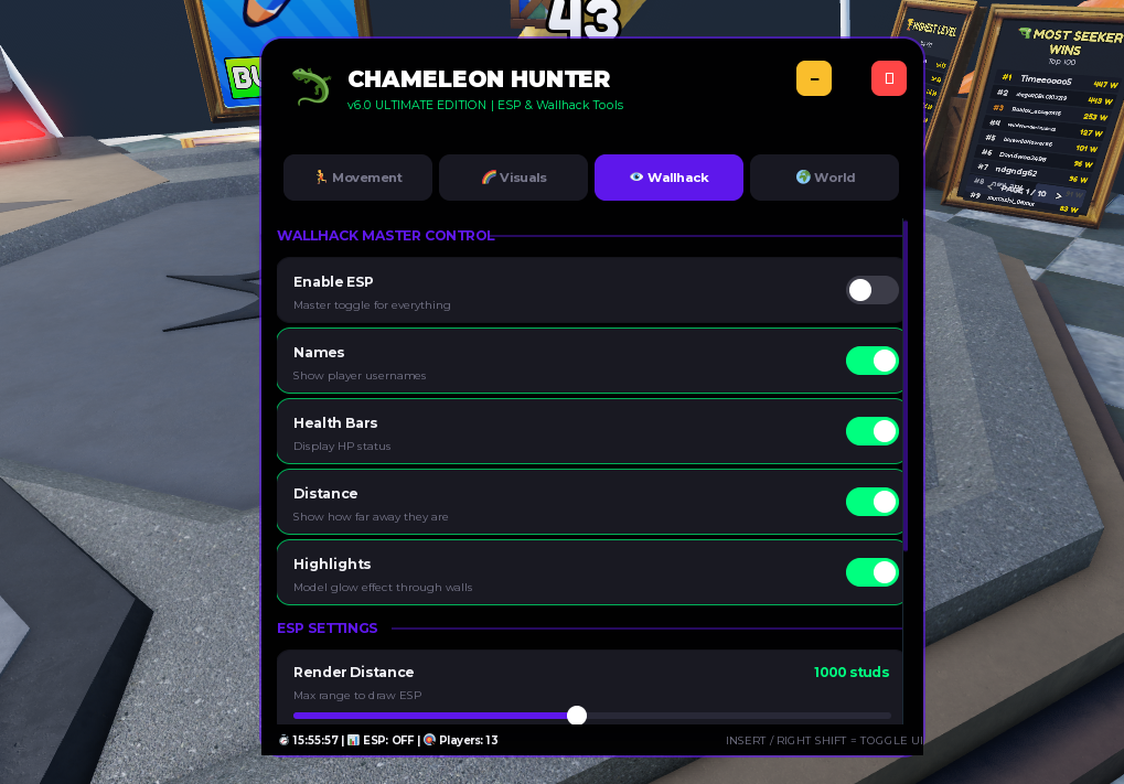 Chameleon Hunter v6 Ultimate Edition (No Key) - Wallhack & Enable ESP