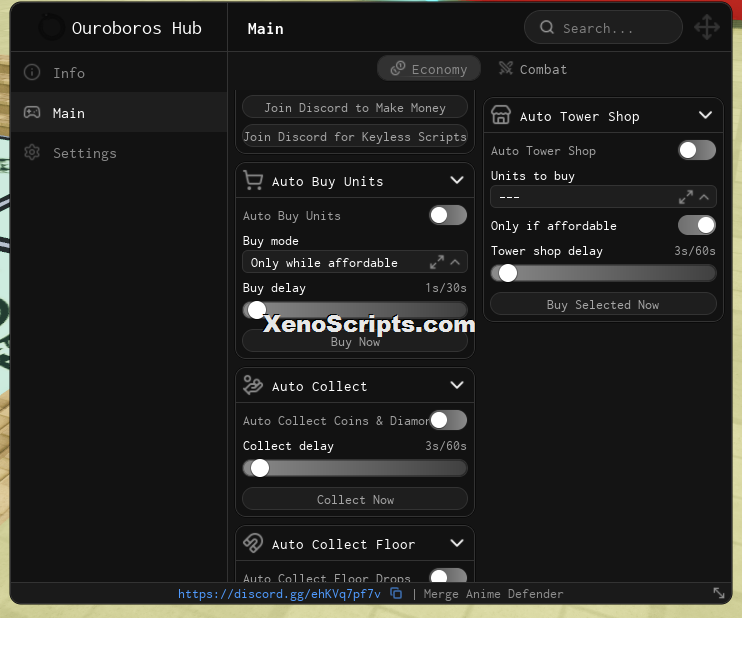 Merge Anime Defender script keyless - Auto collect coins