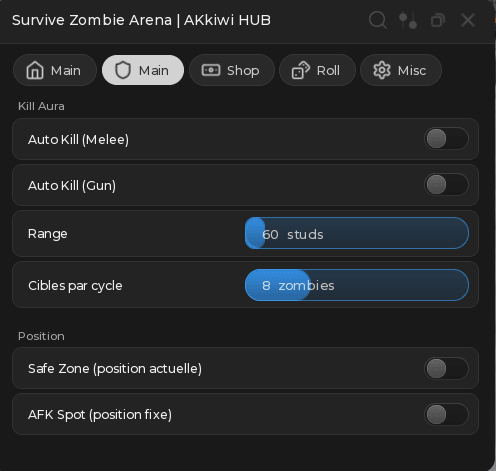 Survive Zombie Arena script - Auto kill