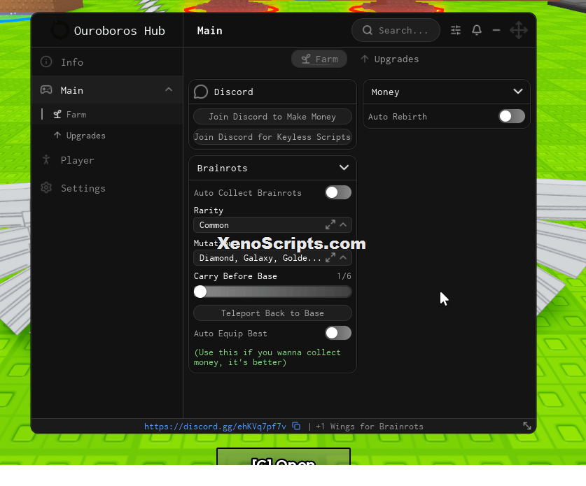 +1 Wings for Brainrots Keyless Script | Ouroboros- Farm & Upgrades